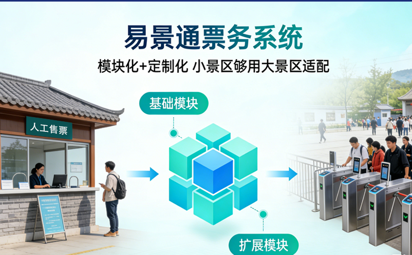 小景區(qū)夠用大景區(qū)適配，易景通票務系統(tǒng)模塊化+定制化
