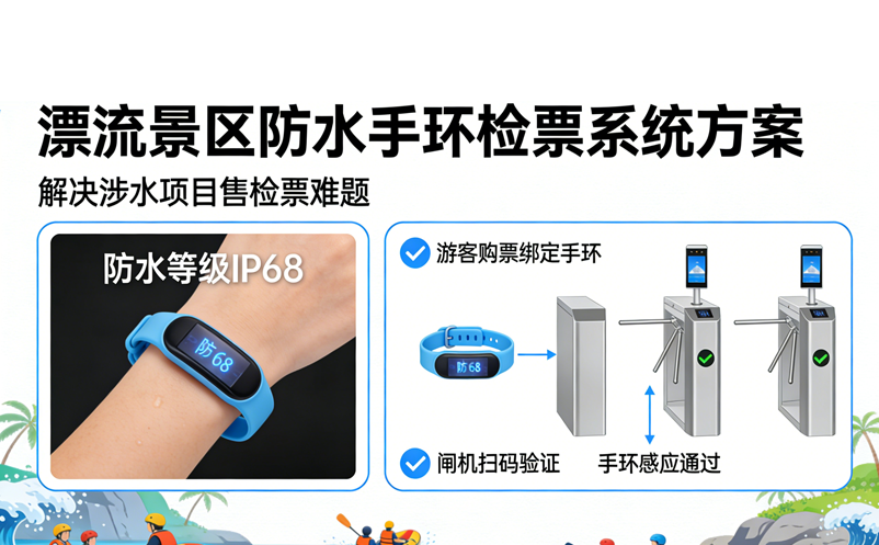 漂流景區(qū)防水手環(huán)檢票系統(tǒng)方案：解決涉水項(xiàng)目售檢票難題